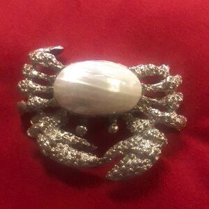 Crab  figure , made from metal and nacre.